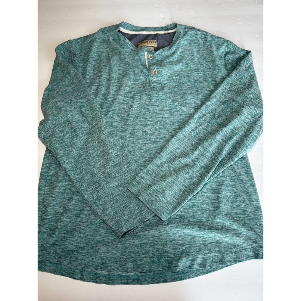 Tallwoods Bruno Milano Men's Large Teal Super Soft Long Sleeve Henley Shirt